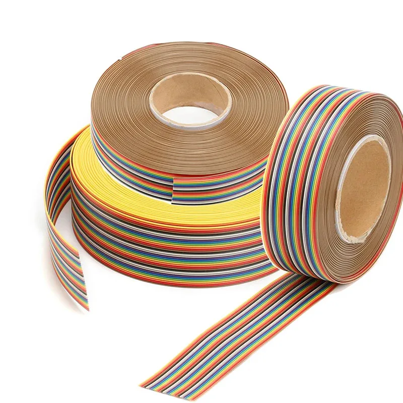 Cable plano de color paso de 5/1 metros, 10P/14P/16P/20P/26P/34P/40P, Cable DuPont arcoíris para conector FC dupont de 2,54mm IDC