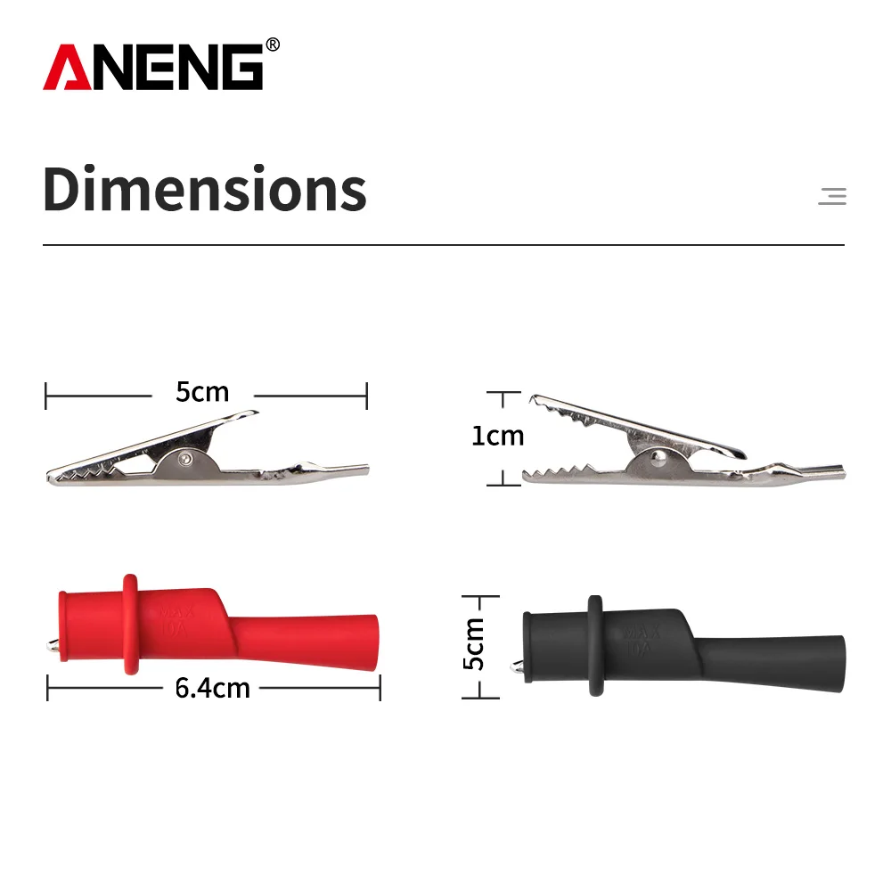 ANENG 1 par de abrazaderas de Clip de prueba de cocodrilo para multímetro, sonda de prueba, abrazadera eléctrica de cocodrilo para medidor de sonda de prueba - imagen 5
