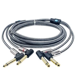 Cable TS 2x1/4 Angulado para Guitarra, Amplificador y Mezcladora