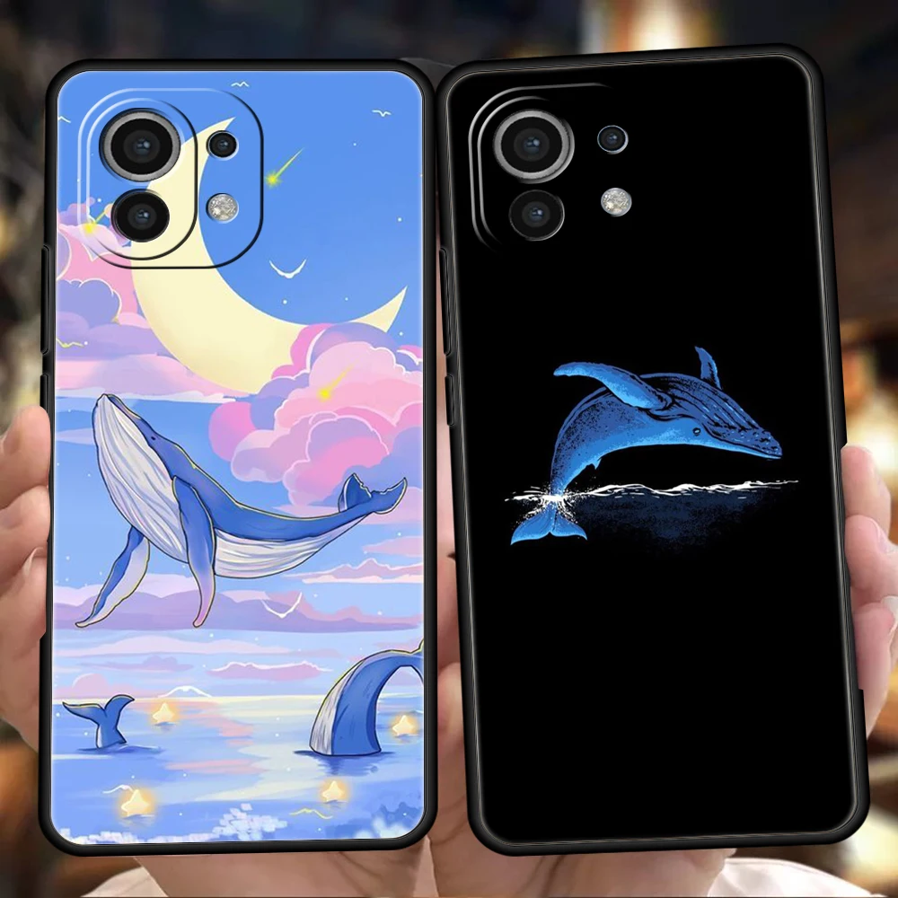 Funda de teléfono para Xiaomi 15 14 13 12 Lite 14T 13T 12T Pro Poco X7 X6 X5 X4 X3 NFC F7 Ultra F6 Pro cubierta delfín ballena pareja emparejada