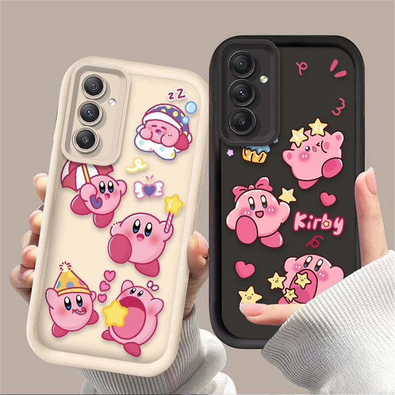 Preciosa funda K-Kirby de dibujos animados para Samsung Galaxy S25 S24 S23 Ultra S22 S21 Plus FE 5G A54 A34 A14 A73 A53 A33 5G funda de silicona - imagen 2