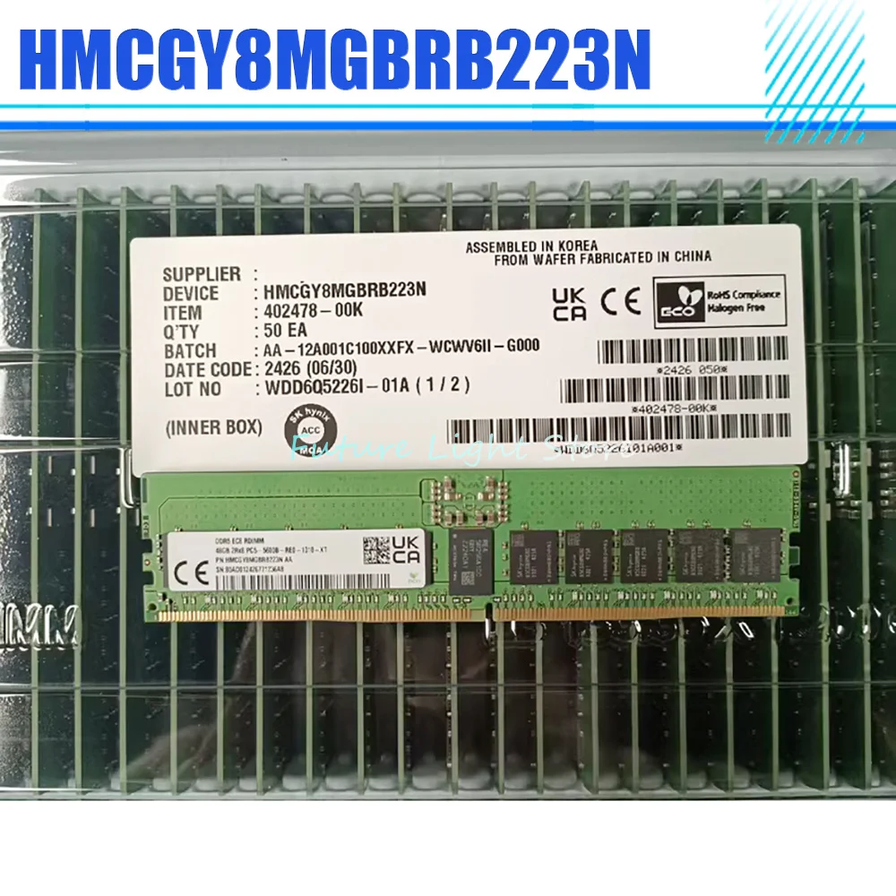 1 Uds HMCGY8MGBRB223N RAM para SK Hynix 48G 2Rx8 5600RECC 5600 48GB de memoria de servidor
