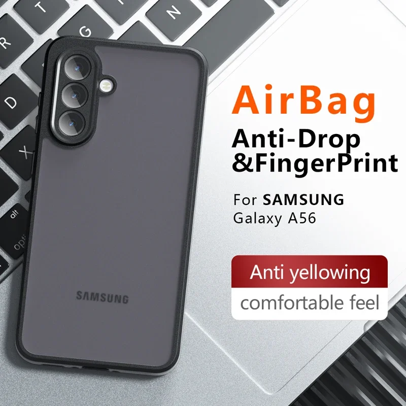 Para Samsung Galaxy A56 funda a prueba de golpes piel esmerilada sensación mate PC + TPU cubierta transparente antihuellas para Galaxy A 56 - imagen 3