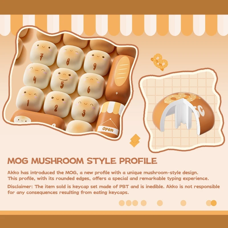Akko Original lindo tema MOG/MOA/MAO perfil PBT Keycap Set 5 lados tinte-sub ANSI/ISO diseño chica Keycaps regalo redondo moño seta - imagen 3