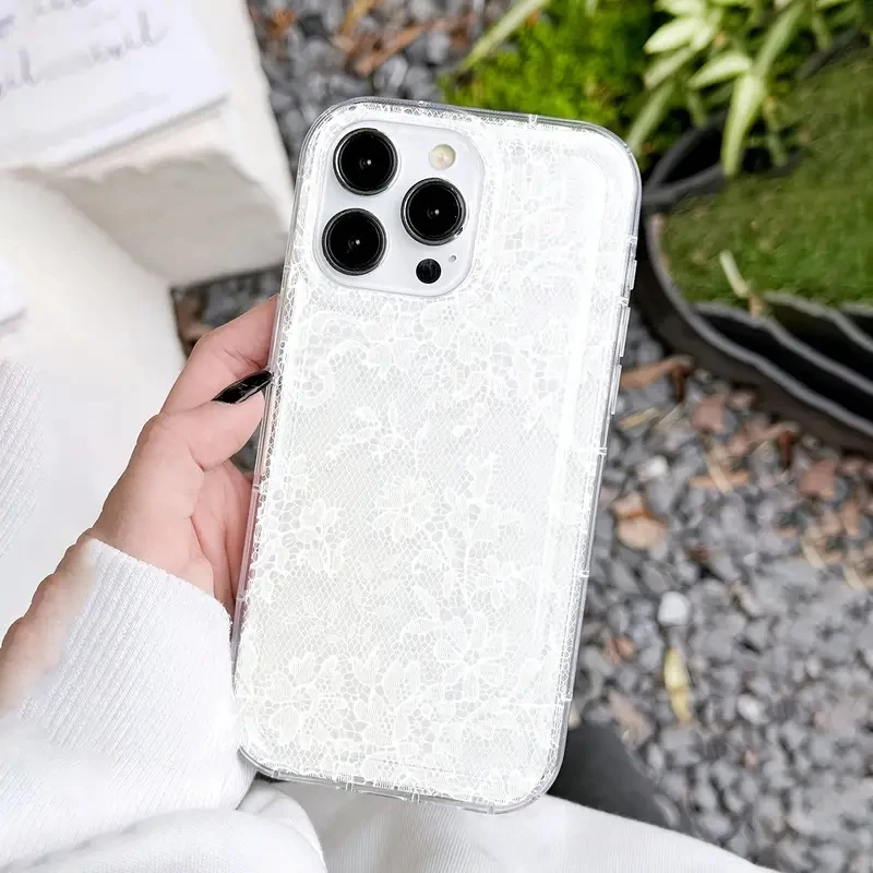 Funda de teléfono transparente con patrón de encaje Sexy para Xiaomi Redmi Note 13, 12, 11 Pro Plus, Redmi 13C, 12C, 13, 12, 5G, 4G, funda de silicona suave - imagen 2