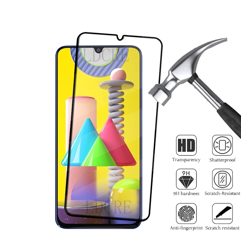 4/3/2/1 Uds para Samsung M31 vidrio Samsung M31 Protector de vidrio templado cubierta completa pegamento Protector de pantalla Samsung Galaxy M31 M 31 - imagen 3