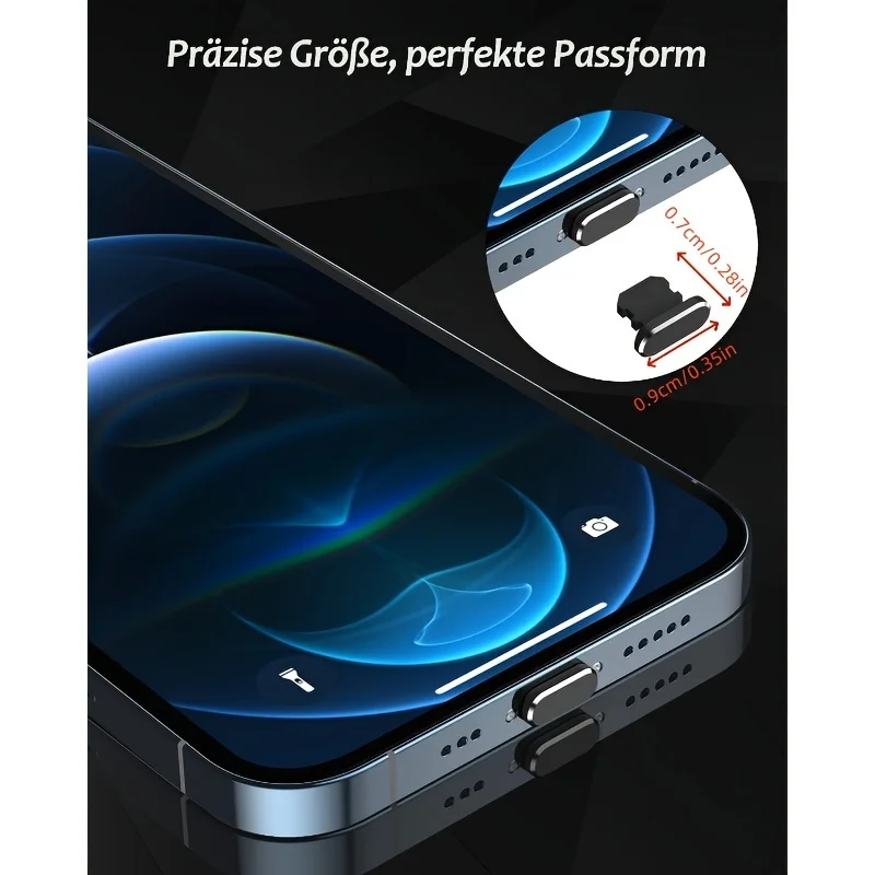 Juego de tapones antipolvo Premium para iPhone 14/Pro/Max iPad Airpods Mini elegantes protectores de puerto de carga de Metal y silicona antipolvo - imagen 2