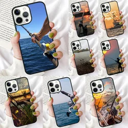 Funda de teléfono con caña de pescar y carpa para iPhone 17 Air 16 PRO MAX 15 14 PLUS 11 12 13, funda trasera