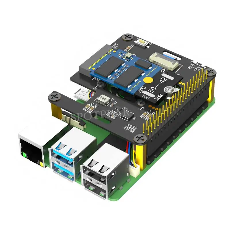 Raspberry Pi 5 PCIe a M.2 NVMe SSD Hat 3 en 1 Gen2 y Gen3 estándar, decoloración automática LED con tamaño de ventilador 2230 2242 - imagen 4