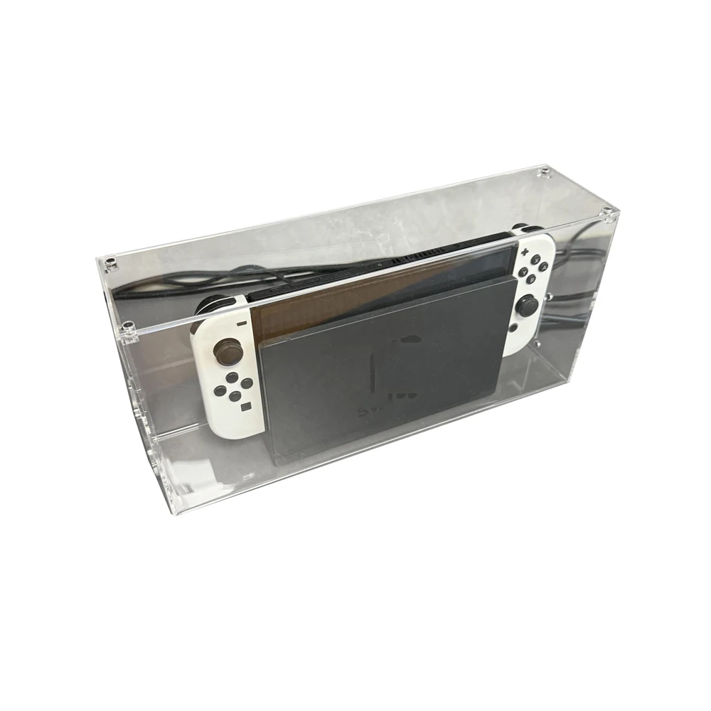 Para NS2 Switch 2 Cubierta antipolvo acrílica - 360 °   Vitrina de protección total para consola y base - imagen 3