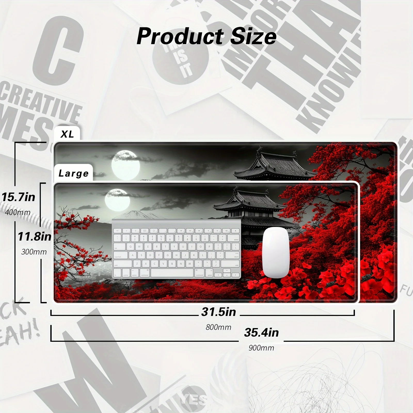 Alfombrilla de ratón XXL Riverside Full Moon, alfombrilla de mesa de 900x400, suela antideslizante de estilo japonés, alfombrilla de ratón para juegos de expansión para decoración del hogar y la Oficina - imagen 3