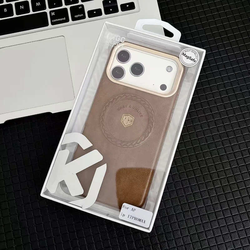 Para iPhone 16 17 Pro Max funda magnética KIGC alta calidad Calssic PU cuero duro PC succión teléfono cubierta - imagen 3
