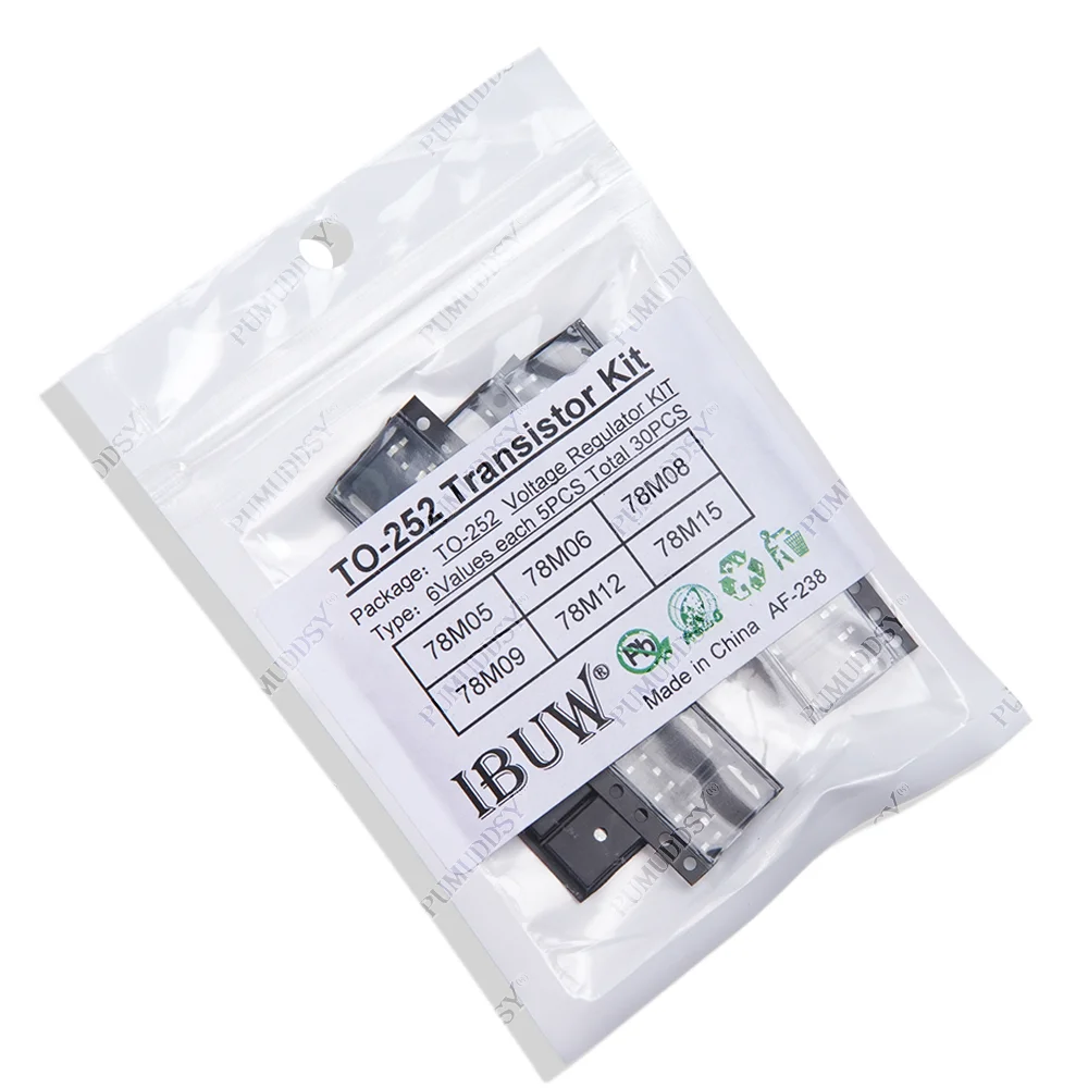 6 tipos * 5 uds = 30 Uds TO-252 Kit de transistores pumuddsy 78M05 78M06 78M08 78M09 78M12 78M15 cada 5 uds - imagen 2