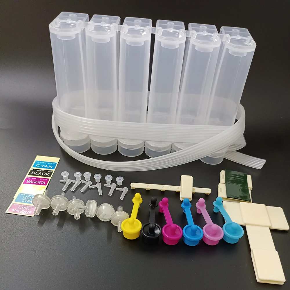 Caja externa CISS de 6 colores, 100ml, sistema de suministro continuo de tinta, Kit de piezas de repuesto de tanque DIY para cartucho de impresora HP Canon EPSON - imagen 4