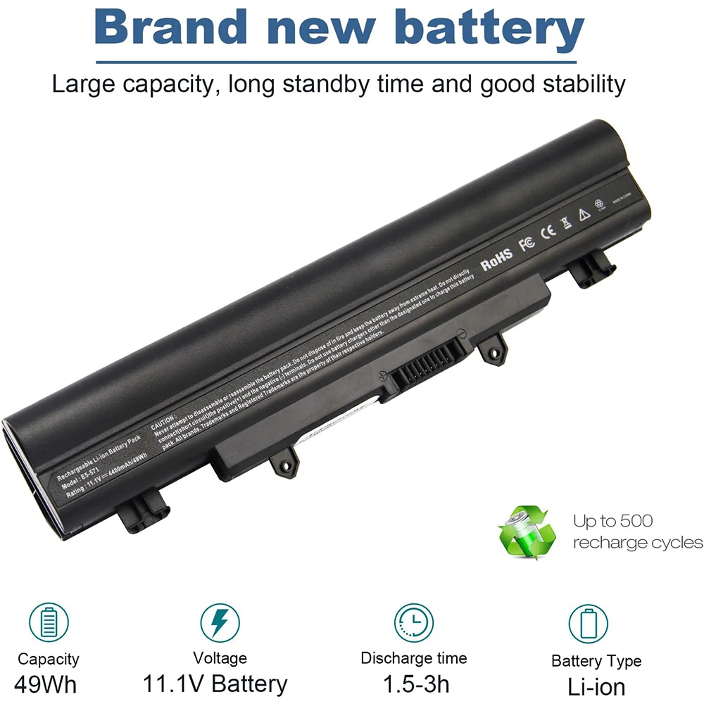 Batería de portátil AL14A32 para Aspire E1-571, E5-571, E5-411, E5-421, E5-511, E5-521, E14, E15, extensión táctil 2509, 2510 - imagen 5