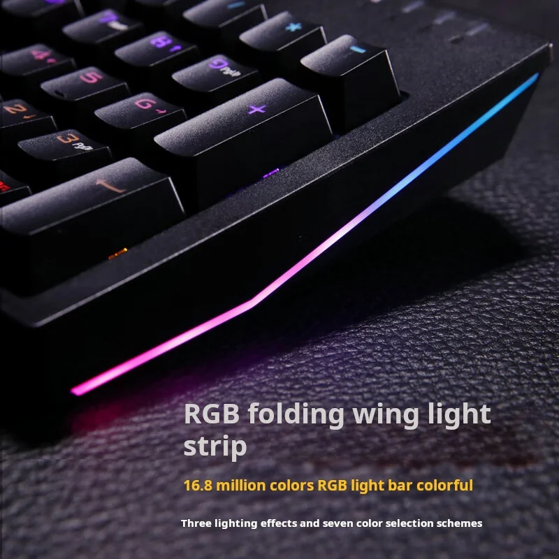 Lenovo K104  Mechanical Keyboard 104 Keys RGB Backlight Effect Office Games Blue Axis/Red Axis Optional  UK Black - imagen 5