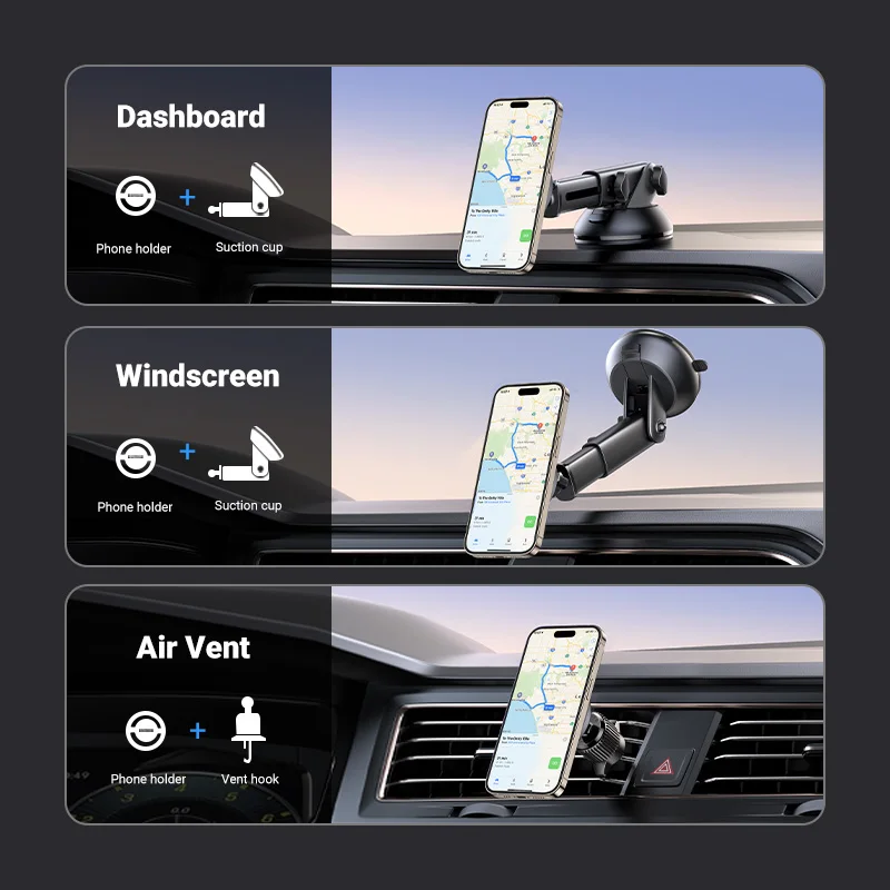 UGREEN soporte magnético para teléfono de coche salpicadero parabrisas ventilación de aire 3 en 1 Magsafe soporte para teléfono de coche para iPhone 16 15 14 Pro Samsung Xi