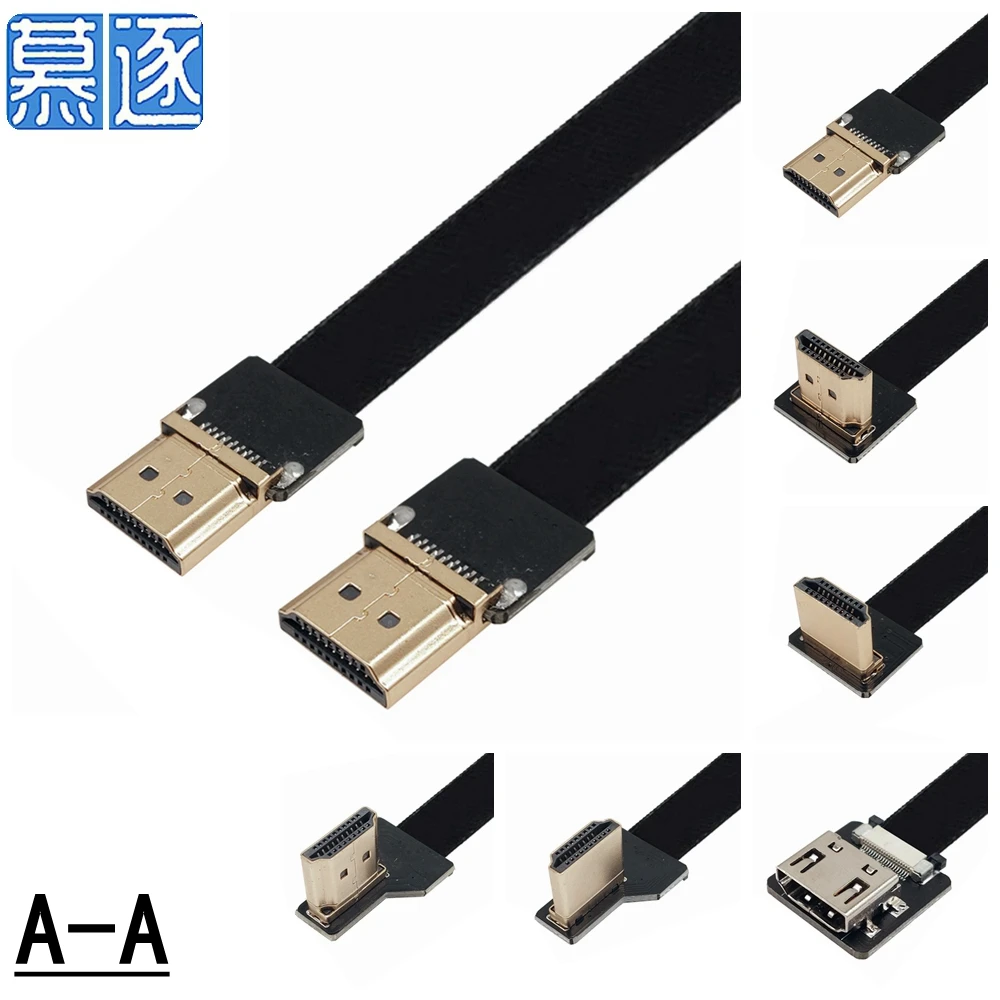 FPV Micro HDMI compatible Mini HD-cable adaptador de 90 grados 5cm-100cm cinta FPC Cable plano HDTV paso conector de clavija de 20 pines