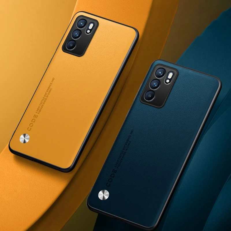 Funda de cuero PU de lujo para OPPO Reno 6 5G, funda trasera de silicona mate a prueba de golpes, funda de teléfono de protección completa para OPPO Reno6 5G - imagen 3