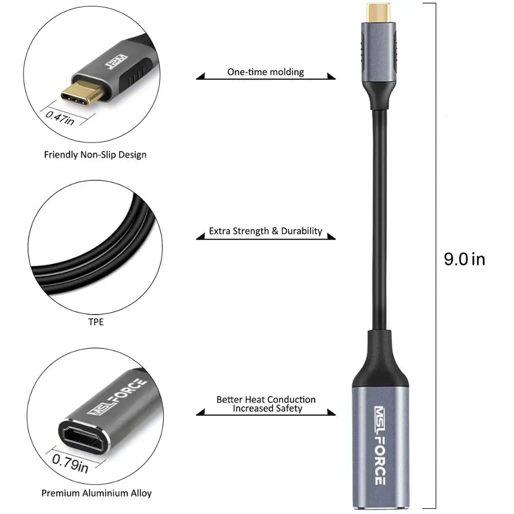 Cable adaptador USB tipo C a HDMI, convertidor macho a hembra de USB-C para MacBook 2019, Huawei, Matebook, Samsung S8 - imagen 3
