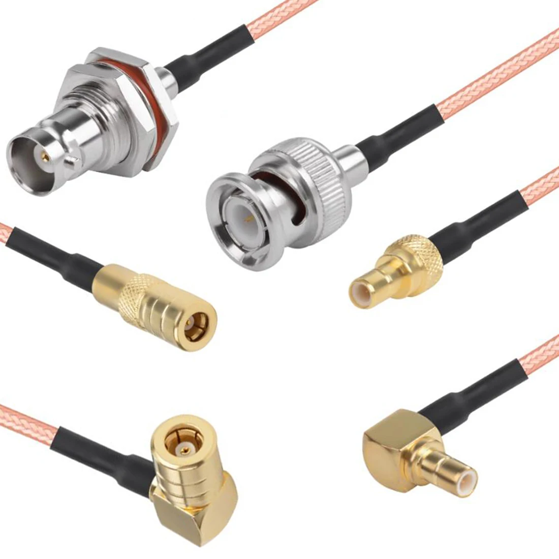 1 unidad BNC macho hembra a conector SMB adaptador de Cable coaxial RF de ángulo recto RG316 15cm nuevo