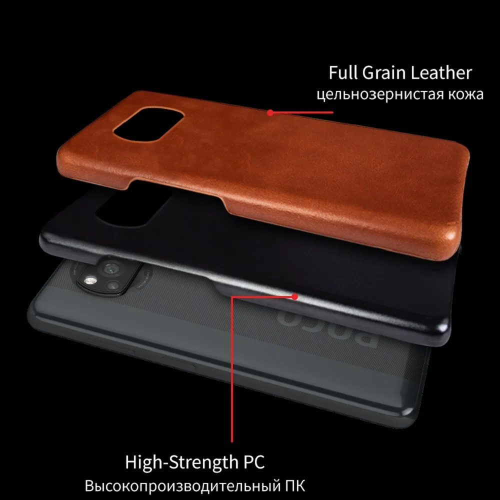 Funda de teléfono de cuero genuino para Xiaomi Poco Series, funda hecha a mano con patrón de cera de aceite X3 X4 M3 M4 M5 F1 F2 F3 F3GT F4 F4GT C40 C50 - imagen 4