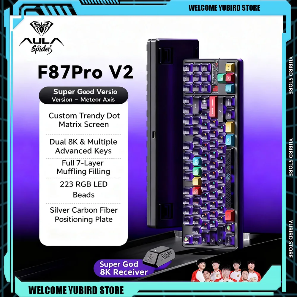 AULA F87 Pro V2 Teclado mecánico inalámbrico 3 modos 12000mAh Batería de larga duración Teclado para juegos RGB personalizado e-sports - imagen 2