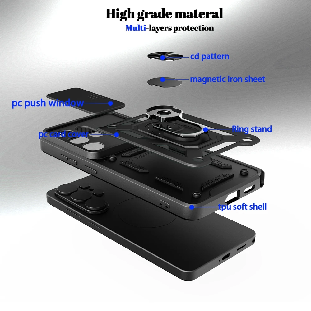 Funda magnética con soporte de anillo de Metal para Samsung S26 Ultra S 26 Plus, armadura a prueba de golpes, soporte duro, funda de teléfono para Galaxy S26edge - imagen 5