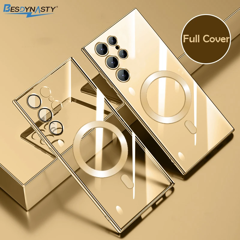 Funda de teléfono transparente de silicona suave chapada de lujo para Magsafe Samsung S26 Edge S25 S24 S23 S22 Plus cubierta protectora Ultra magnética - imagen 3