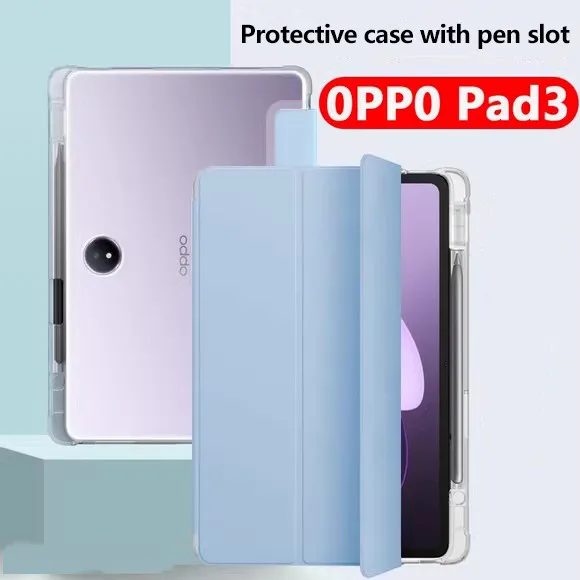 Funda suave de TPU para OPPO Pad 3 11,61 2024 3Pro 12,1 Pad2 11,61 Air 2 Neo 11,4 Air 10,36 Pad11, funda anticaída con ranura para bolígrafo transparente