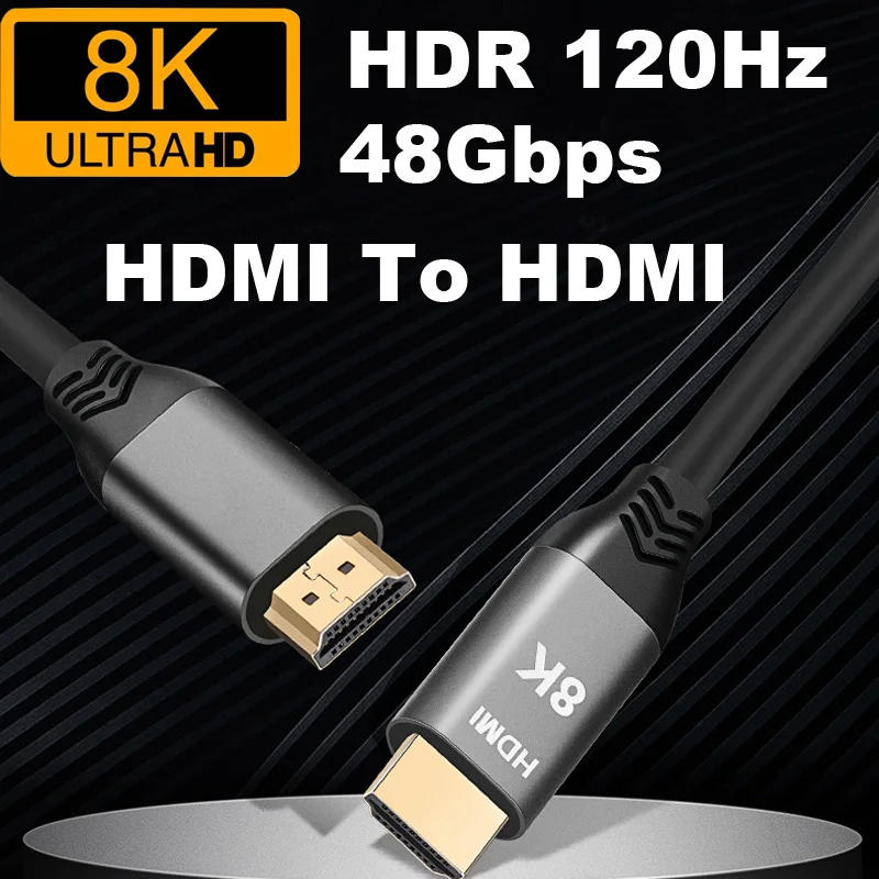 Cable adaptador de Audio y vídeo Compatible con HDMI, 1/2/3/5M, 8K, 60Hz, HDMI 2,1, 4K/120Hz, HDR, 48Gbps, macho para PC, HDTV, Monitor de proyector