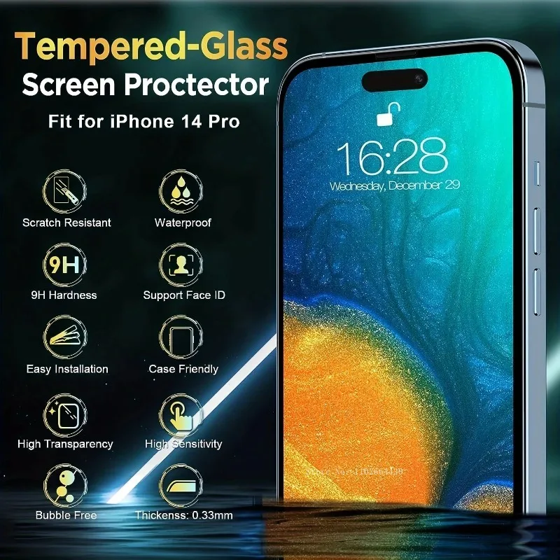 Vidrio templado Ultra transparente 4 en 1 para iPhone 16 14 15 Pro Max 13 12 Mini Protector de pantalla de lente de cámara para iPhone 16 15 Plus 11 Pro - imagen 3