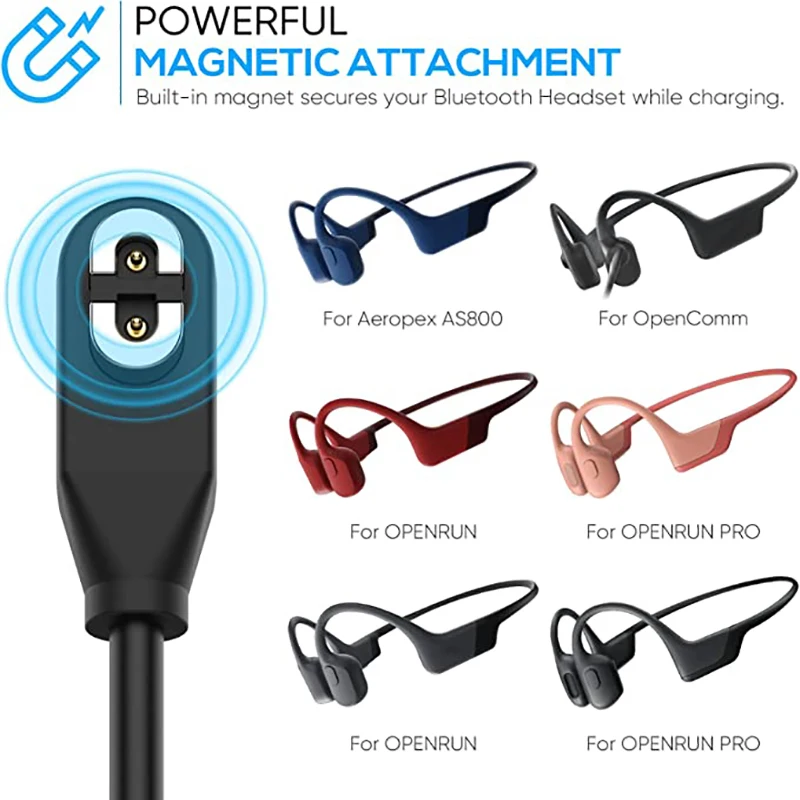 Adaptador de carga magnética, Cable cargador Compatible con auriculares Shaoyin Aftershokz Aeropex AS800 Shokz OpenRun Mini/Pro OpenComm - imagen 4