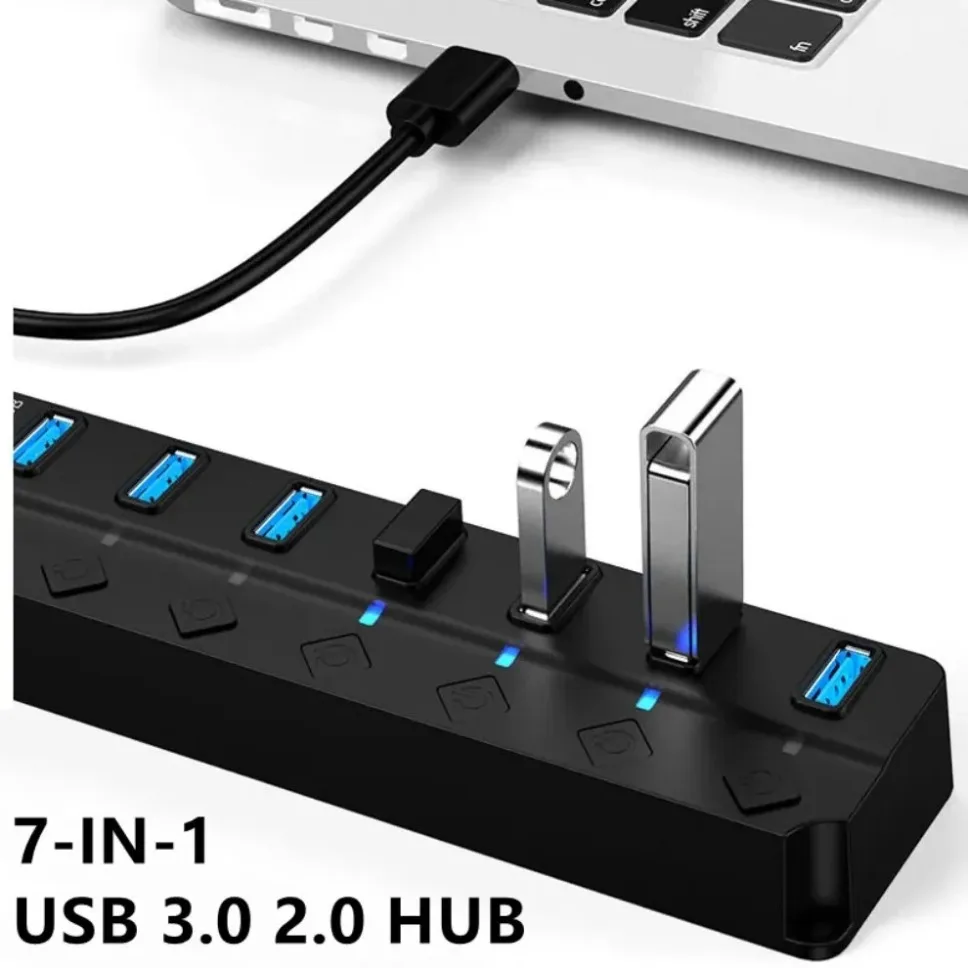 Concentrador de puertos USB 3,0 y 4/7, expansor múltiple con interruptor de alimentación, adaptador de estación de acoplamiento - imagen 2
