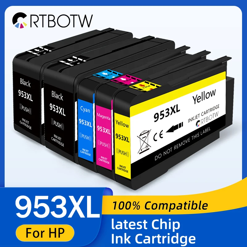 Cartucho de tinta CRTBOTW 953XL Compatible con impresora HP 953 XL HP953 Color negro OfficeJet Pro 7720 7730 7740 8210 8218