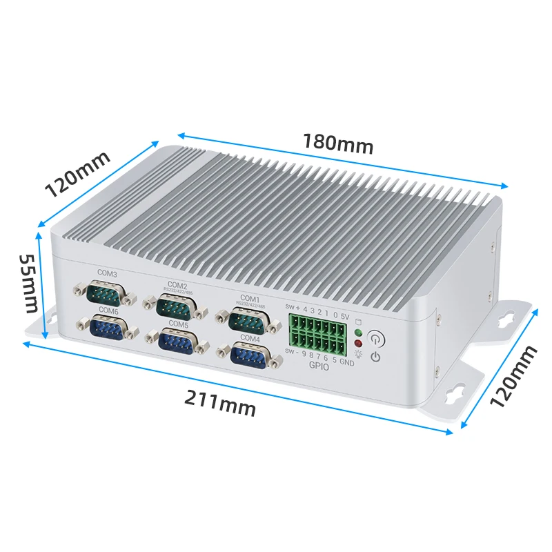 Inter i3-6157U Mini PC industrial compatible con Linux Pfsense GPIO WiFi computadora con 2xLAN 6xCOM 6xUSB 1xHDMI 1xVGA Windows10 Ready - imagen 4