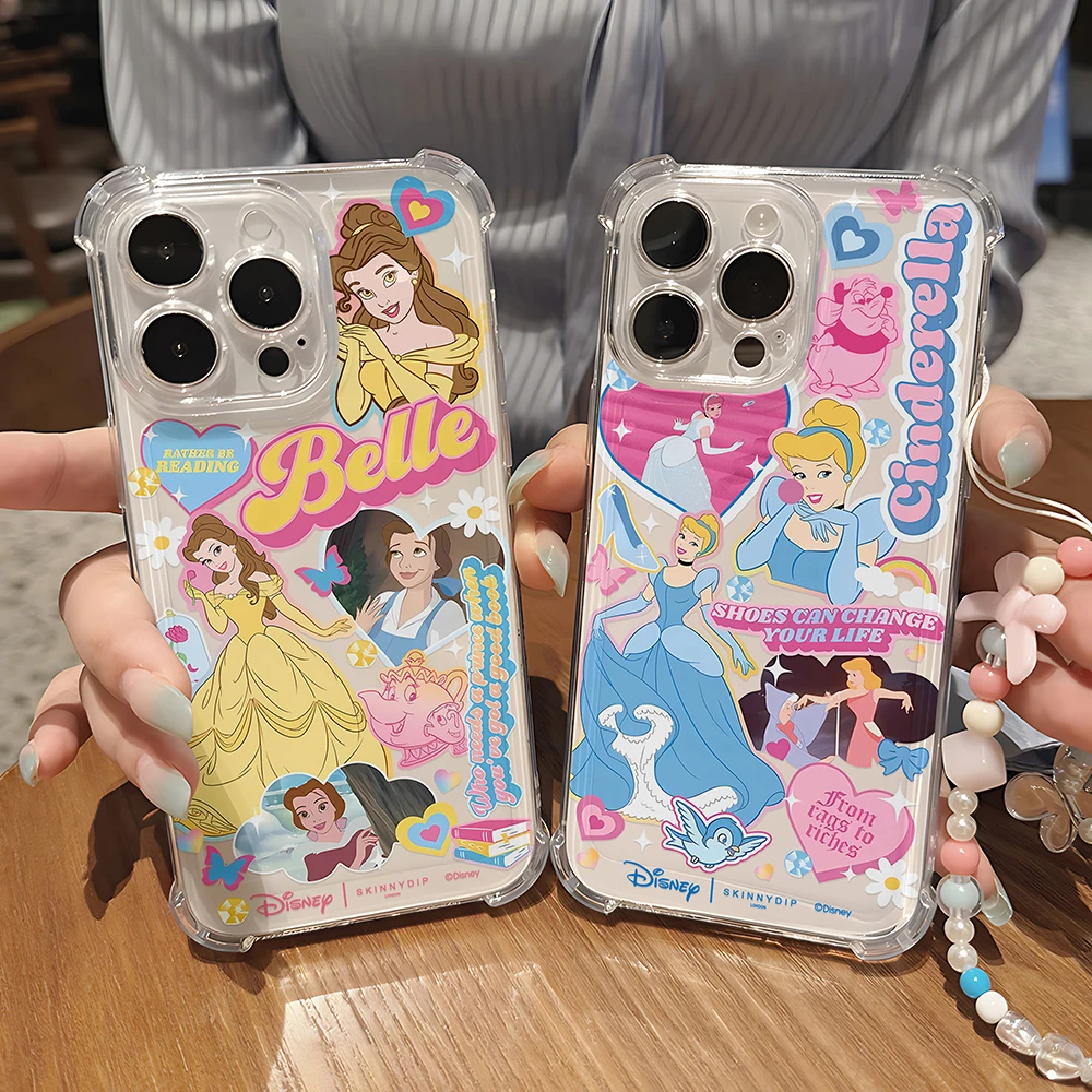 Funda de teléfono de princesa con pulsera para iPhone 16e 16 15 14 13 12 11 Mini Pro Max X XR XSMax 7 8 Plus, funda transparente anticaída - imagen 2