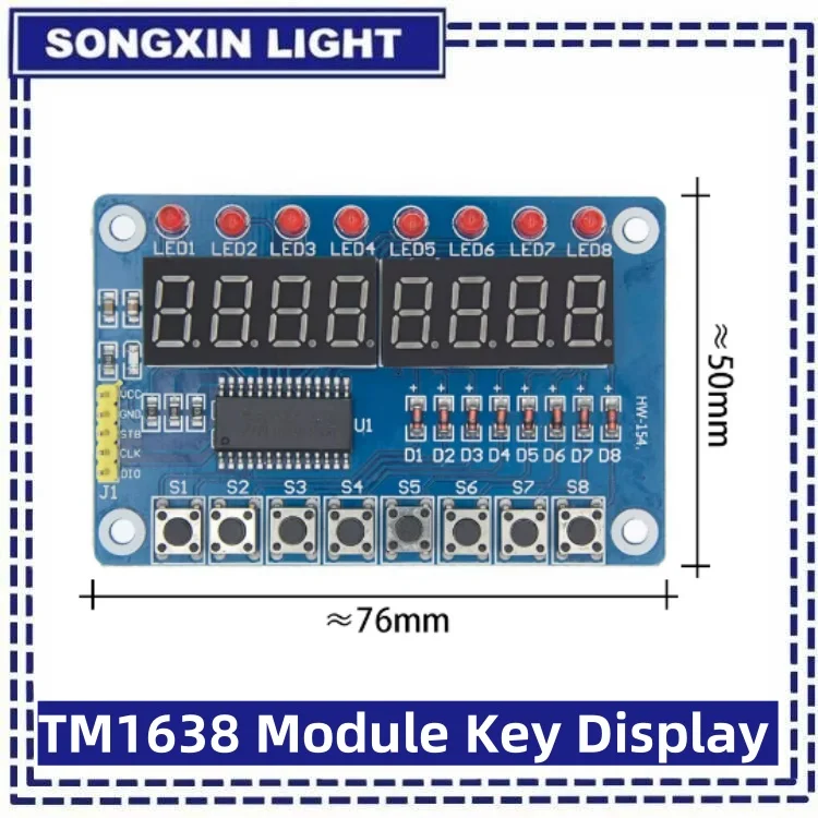 SAMIROB nuevo módulo TM1638 pantalla de llave para AVR Arduino nuevo tubo LED Digital de 8 bits de 8 bits - imagen 3