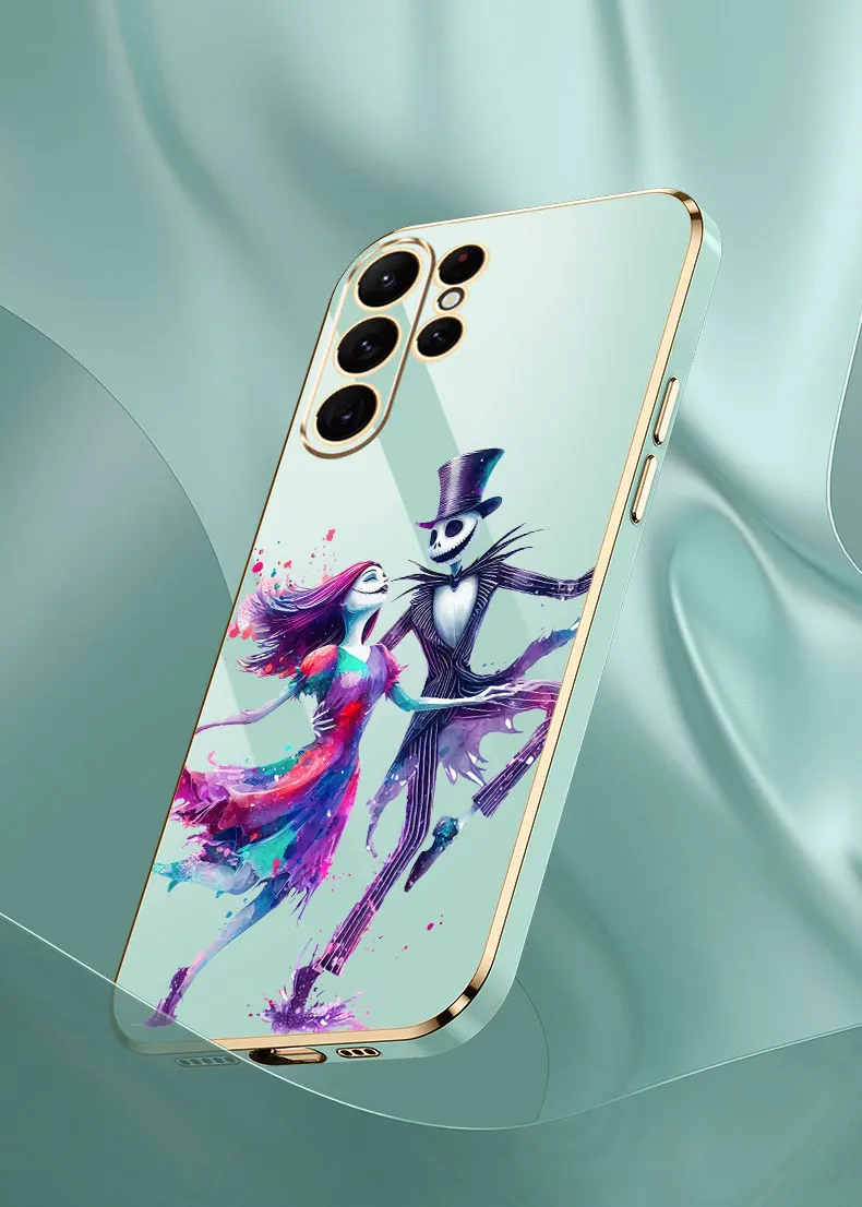 Disney-funda de pesadilla antes de Navidad para Samsung Galaxy S24, S23, S22, S21, S20 Ultra Fe, S10, S9 Plus, cubierta chapada 5G - imagen 5