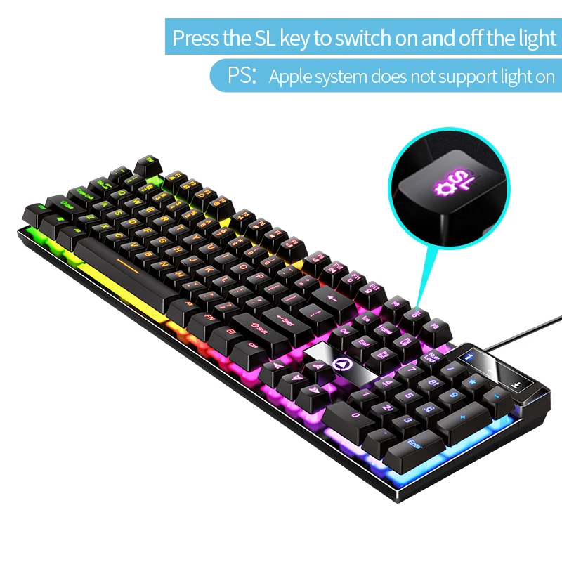 YINDIAO K500 teclado con cable para juegos, portátiles, escritorios, PC, accesorios de oficina, teclados de jugador de perfil bajo con teclado numérico - imagen 5