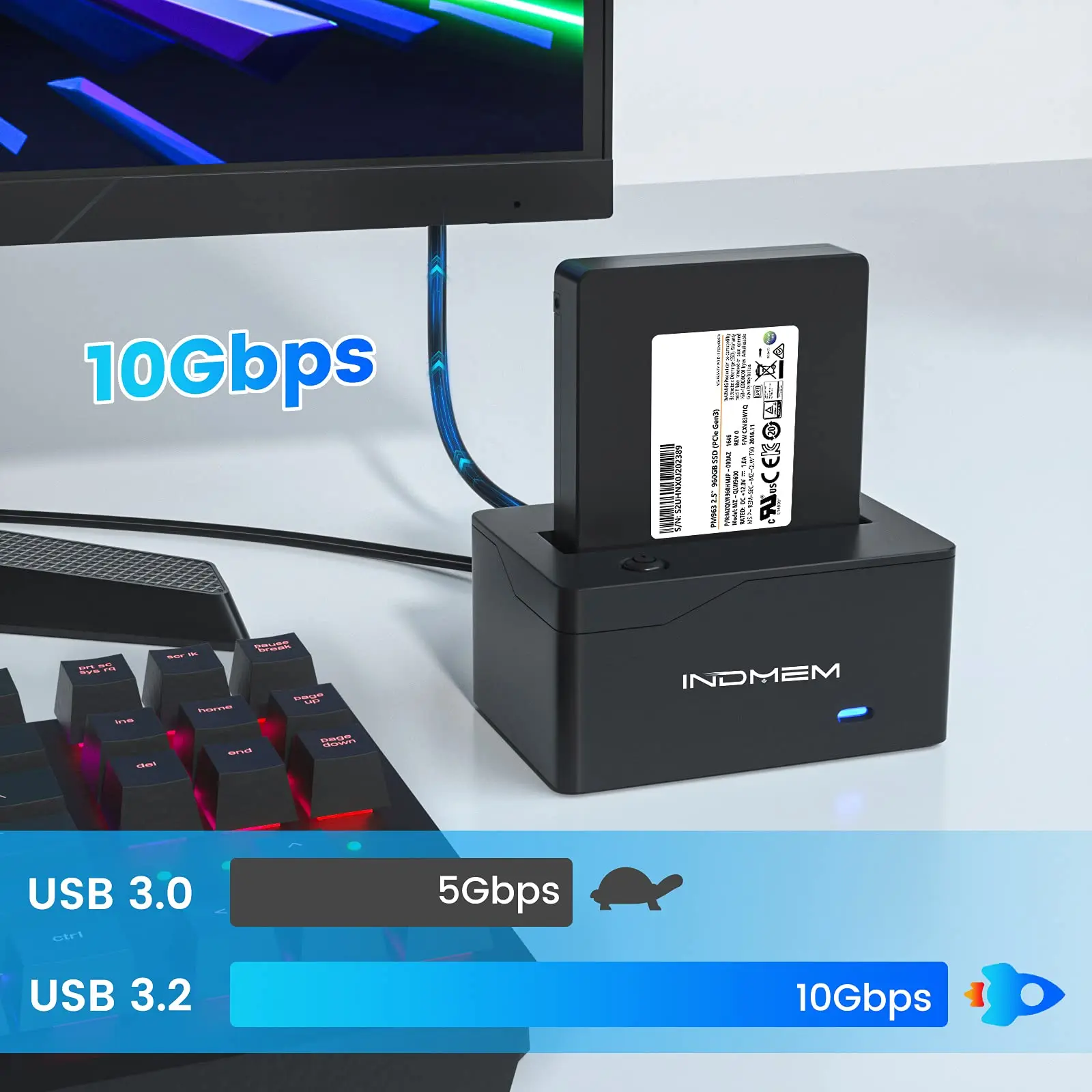 INDMEM Adaptador U.2 SSD USB-C 10Gbps Windows macOS Linux - imagen 2