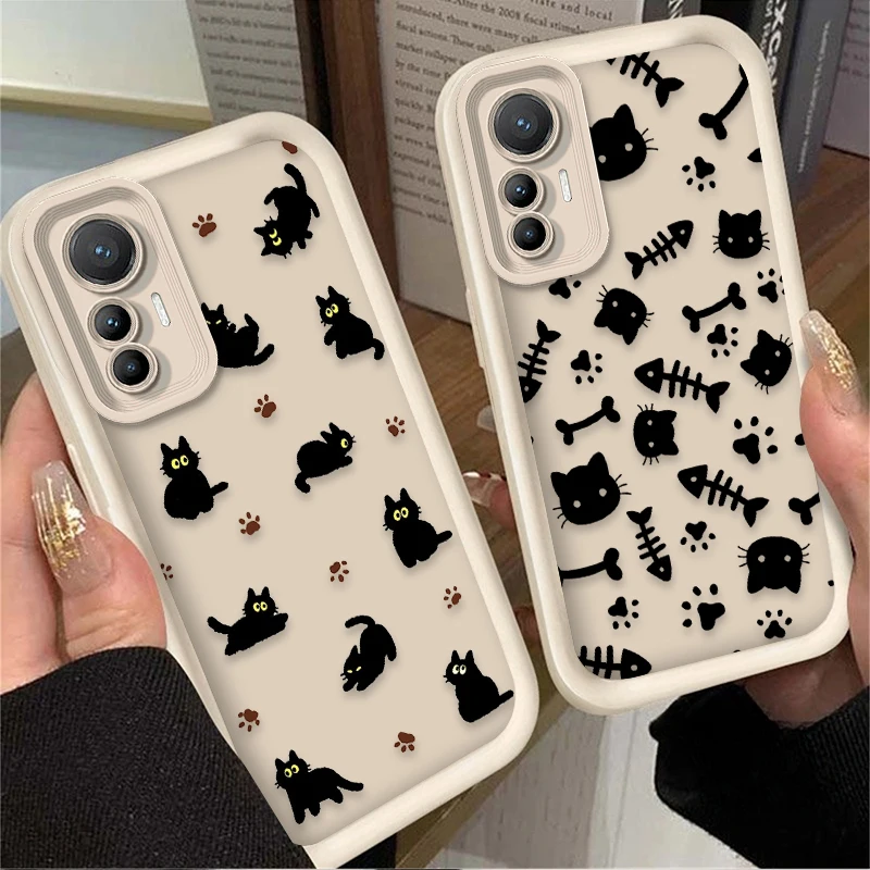 Funda blanda con diseño de gato negro para Xiaomi Poco C65 X7 X6 F6 F5 X5 X3 NFC F3 M6 Pro 4G Mi 13 12 11 Lite 5G 14 13T 12T 11T 14T Pro - imagen 3
