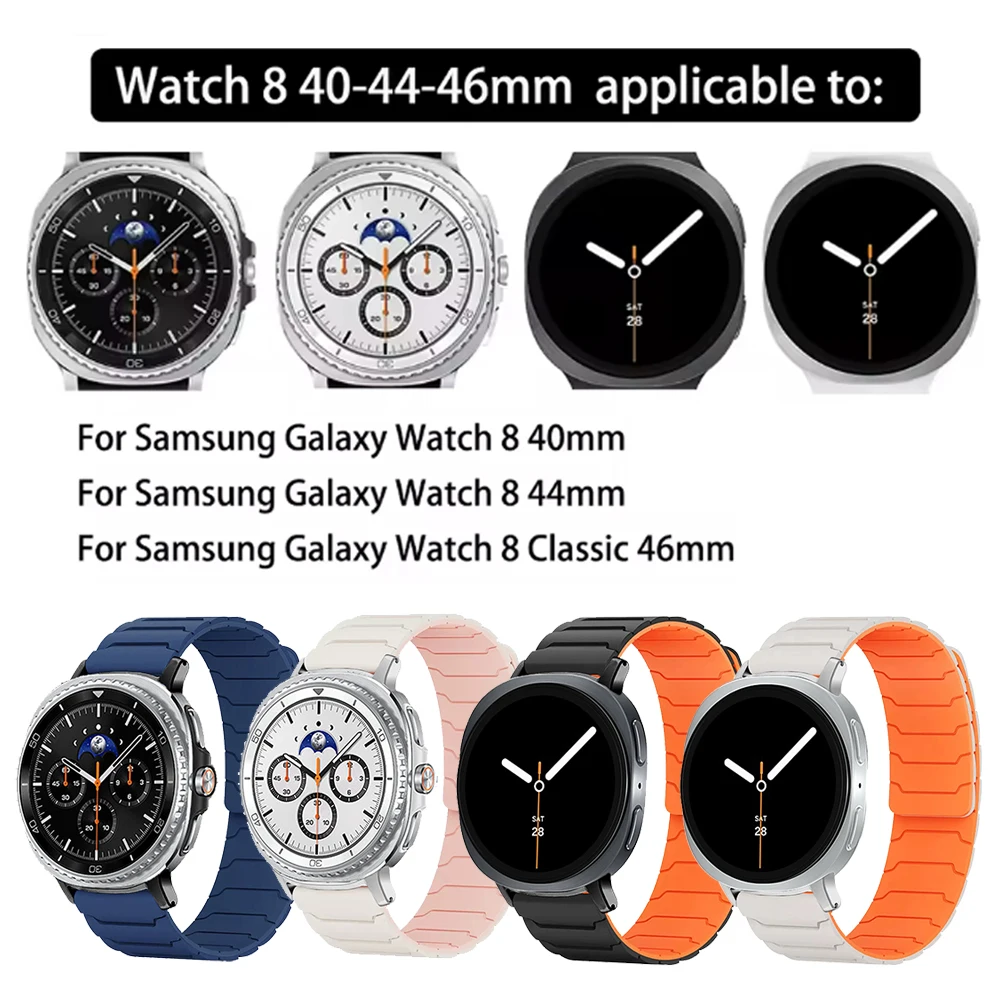 Para reloj 8 Classic 46mm banda de bucle magnético para Samsung Galaxy Watch 8 44mm 40mm correa de silicona accesorios de pulsera de repuesto - imagen 3