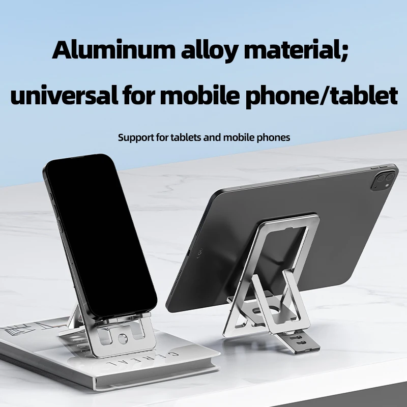 Soporte para teléfono, soporte para tableta perezosa de escritorio, soporte de mesa ultrafino de aluminio plegable para iPad, Iphone 14, 15 Pro Max, Huawei, Xiaomi - imagen 2