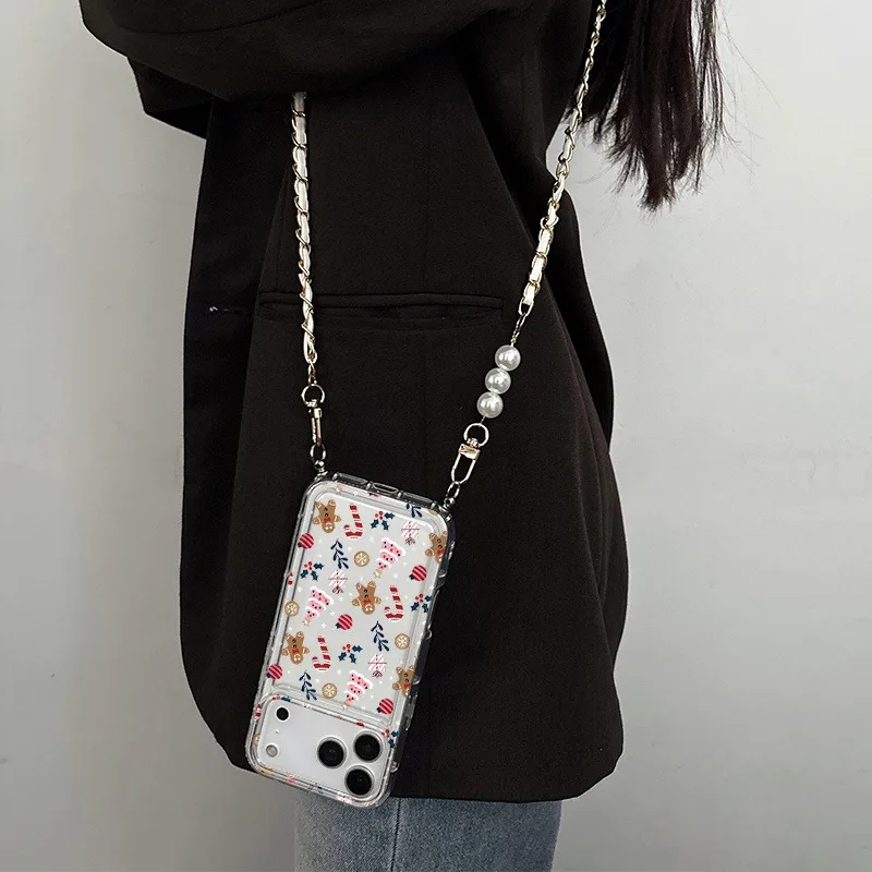 Patrón de pan de jengibre de Navidad con cadena de perlas funda de teléfono para Samsung Galaxy S24 S23 S22 Ultra Plus S25 FE A34 A33 A55 A54 - imagen 2