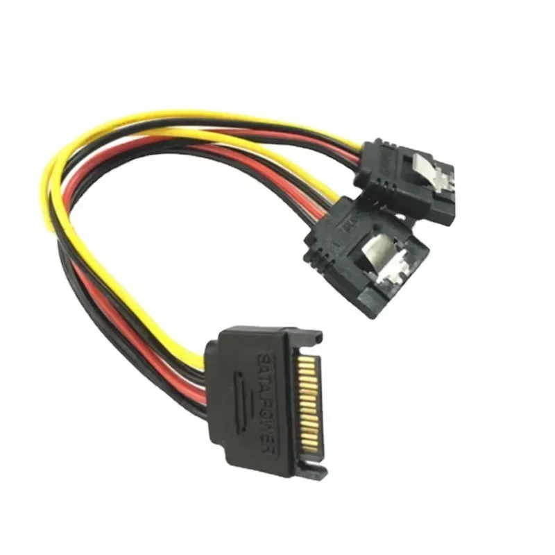 Cable divisor SATA Power Y de 15 pines SATA macho a doble Cable de alimentación hembra de 15 pines Cable de extensión Sata de 20CM para disco duro HDD SSD - imagen 4