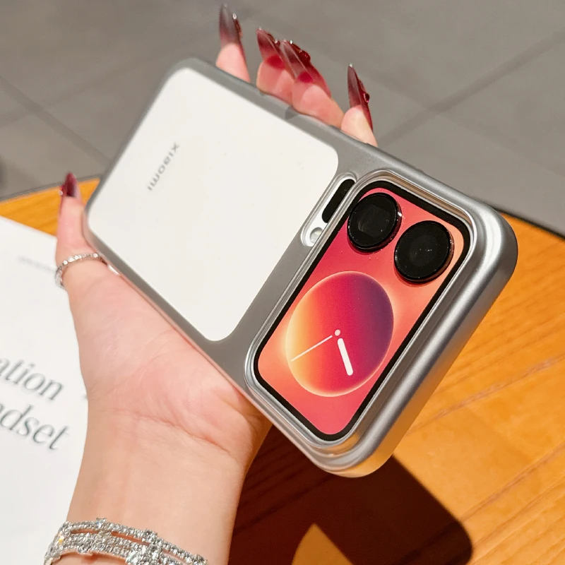 Nueva vitalidad naranja lujo Color sólido revestimiento borde mate translúcido acrílico funda de teléfono para Xiaomi 17 Pro Max cubierta de parachoques - imagen 4