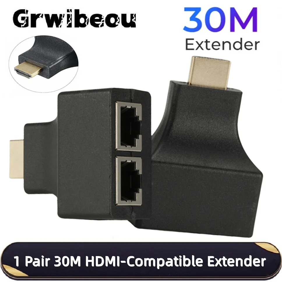 Grwibeou nuevo extensor Compatible con HDMI de 30M extensor de red Dual RJ45 1080P de CAT5e CAT6 LAN extensor para PC portátil TV Box - imagen 3