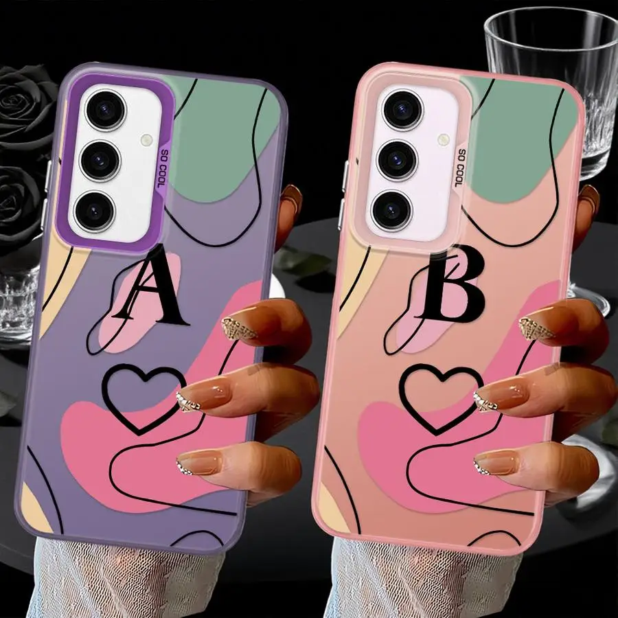 Funda trasera de teléfono para Samsung Galaxy A36 A25 A73 A22 A52 A33 A34 A23 A26 A53 A24 A32 letra A-B