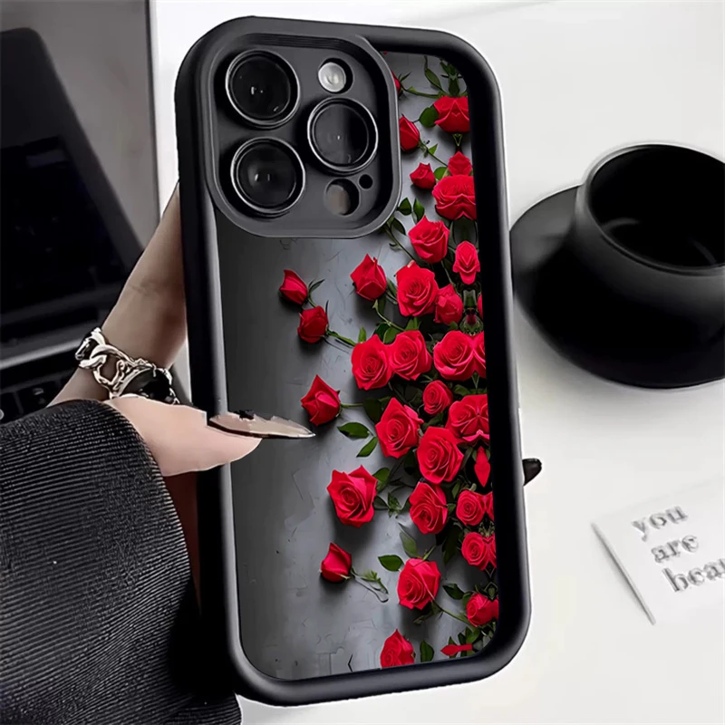 Funda de teléfono suave de silicona con flor de rosa roja para Xiaomi Mi 15 14T 14 13T 13 12 11 Lite 4G NE Poco X6 X5 X3 F5 F6 M6 X7 Pro - imagen 3